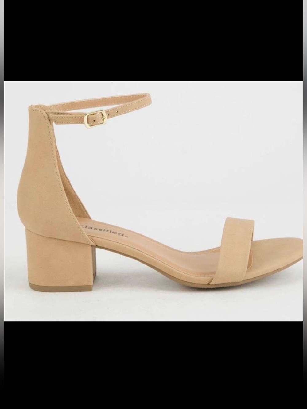 Block Heel Ankle Strap Sandal - Nude